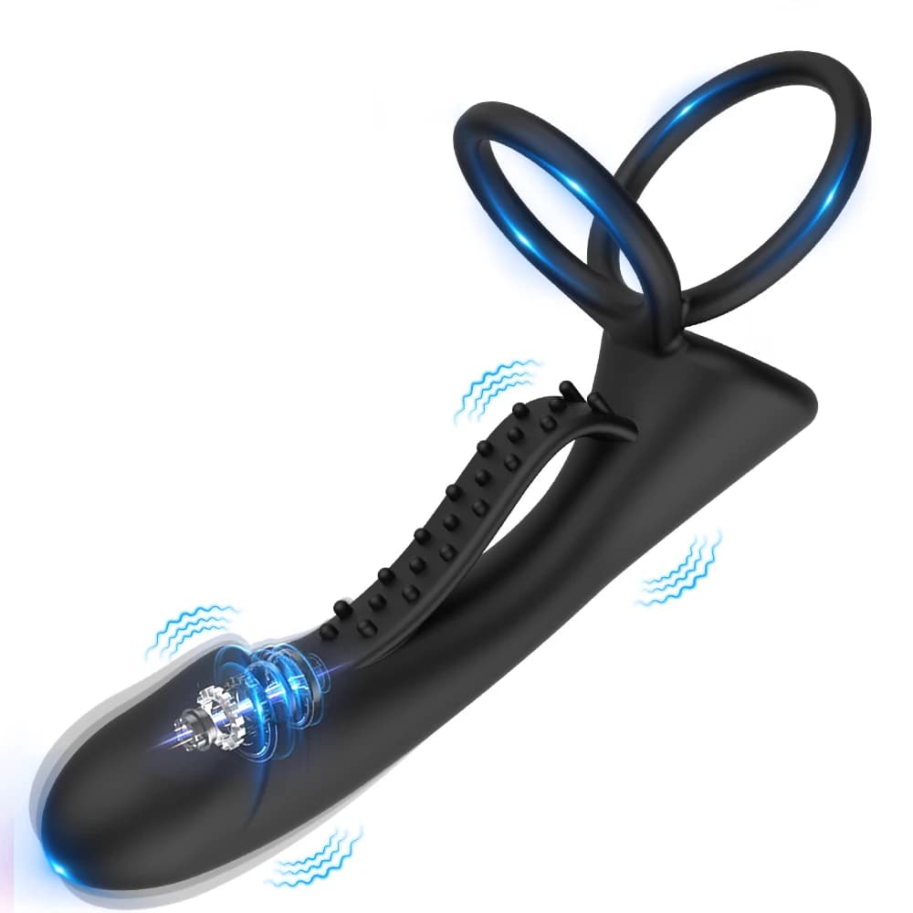 Giocattolo del sesso per gli uomini Butt Plug in silicone Doppia penetrazione Vibratore con anello per il pene Eiaculazione ritardata Plug anale Forniture per adulti