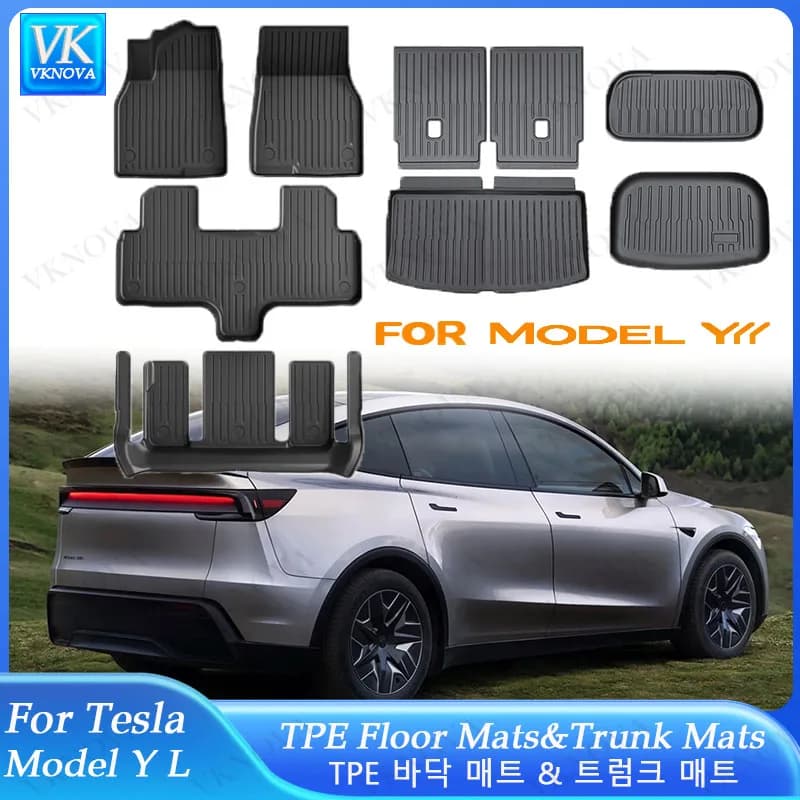 Tappetini auto personalizzati in TPE per Tesla Model YL, copertura completa, impermeabili, antiscivolo, resistenti, per tutte le stagioni, rivestimenti per interni auto