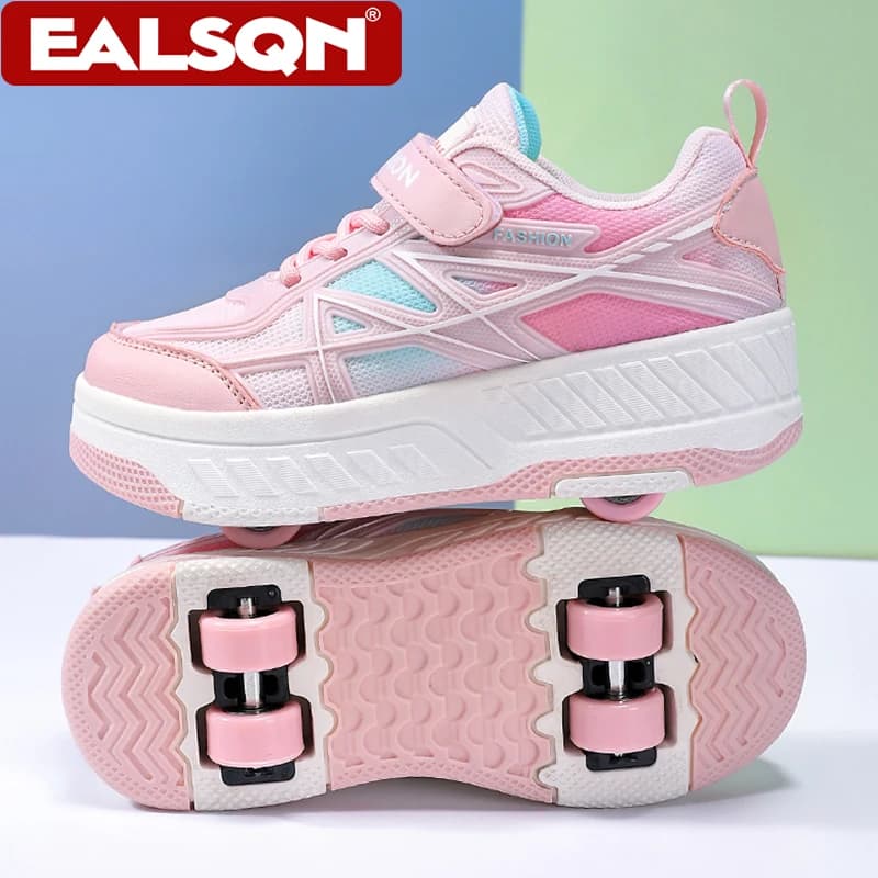 Scarpe da Pattinaggio Estive Traspiranti per Bambini, Sneakers Sportive Casual a 4 Ruote per Ragazzi e Ragazze, Idea Regalo
