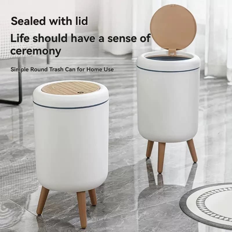 Bidone della spazzatura da cucina per bagno domestico a base alta coperto di lusso pressato, contenitore di carta creativo per soggiorno, camera da letto
