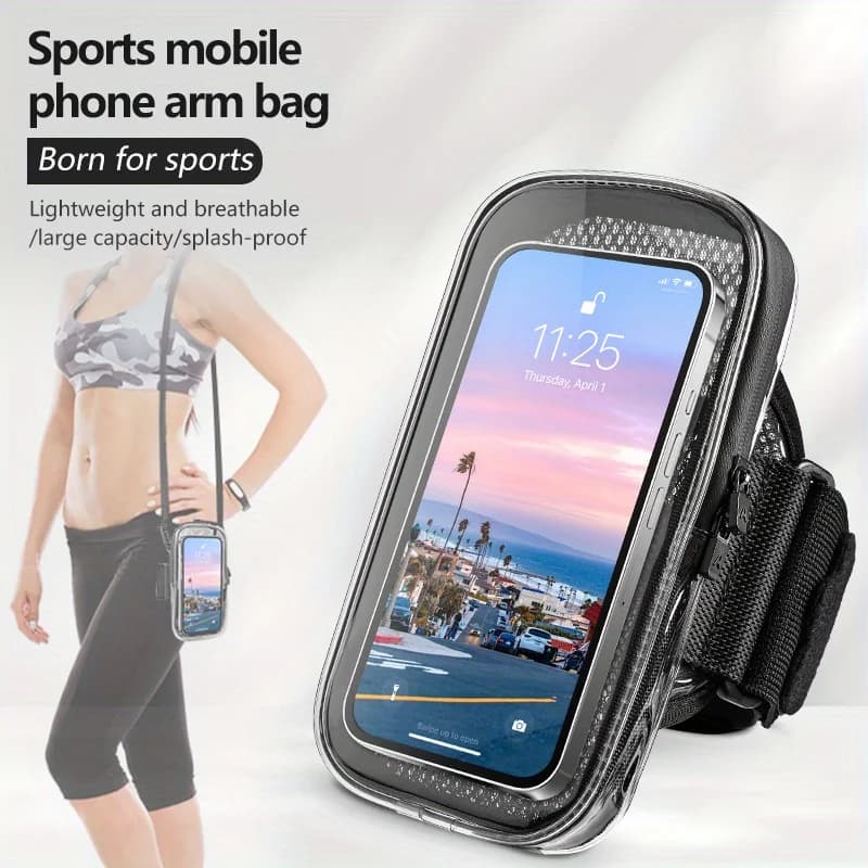 HAISSKY Clear Running Sport Arm Bag Strap Breathable Elastic Belt Hinge Arm Phone Bag for Outdoor Training for IPhone Xiaomi