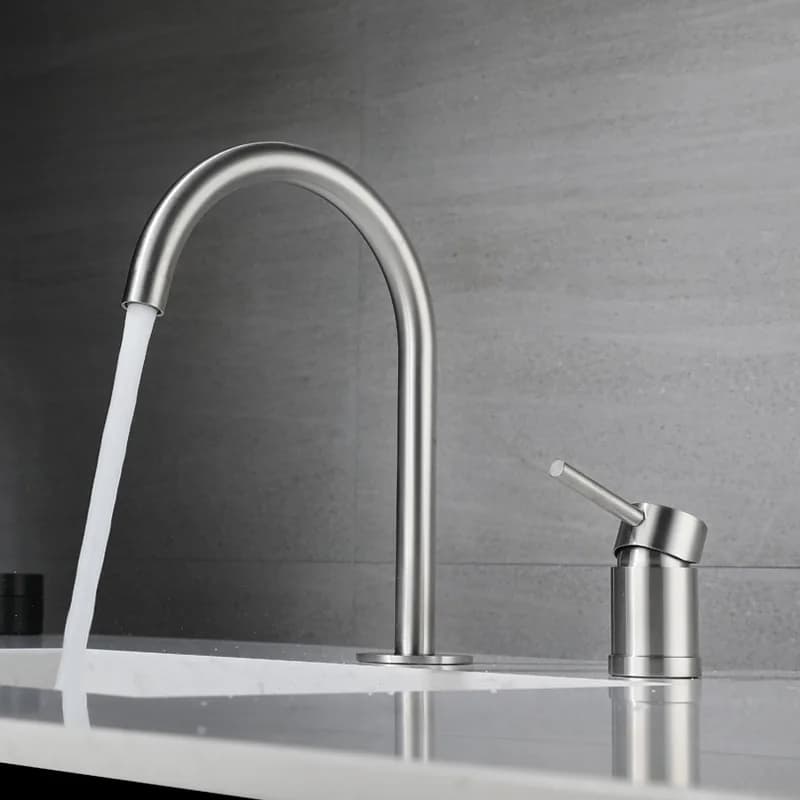 304 Stainless Steel Widespread Bathroom Basin Faucet Hot and Cold Mixed Water Wash Basin Faucet Deck Mounted Nickel /Black
