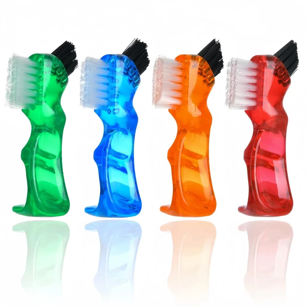 4 pezzi spazzola per la pulizia della protesi portatile doppia testa multifunzionale spazzola per denti finti apparecchi per la pulizia orale accessori per strumenti di cura