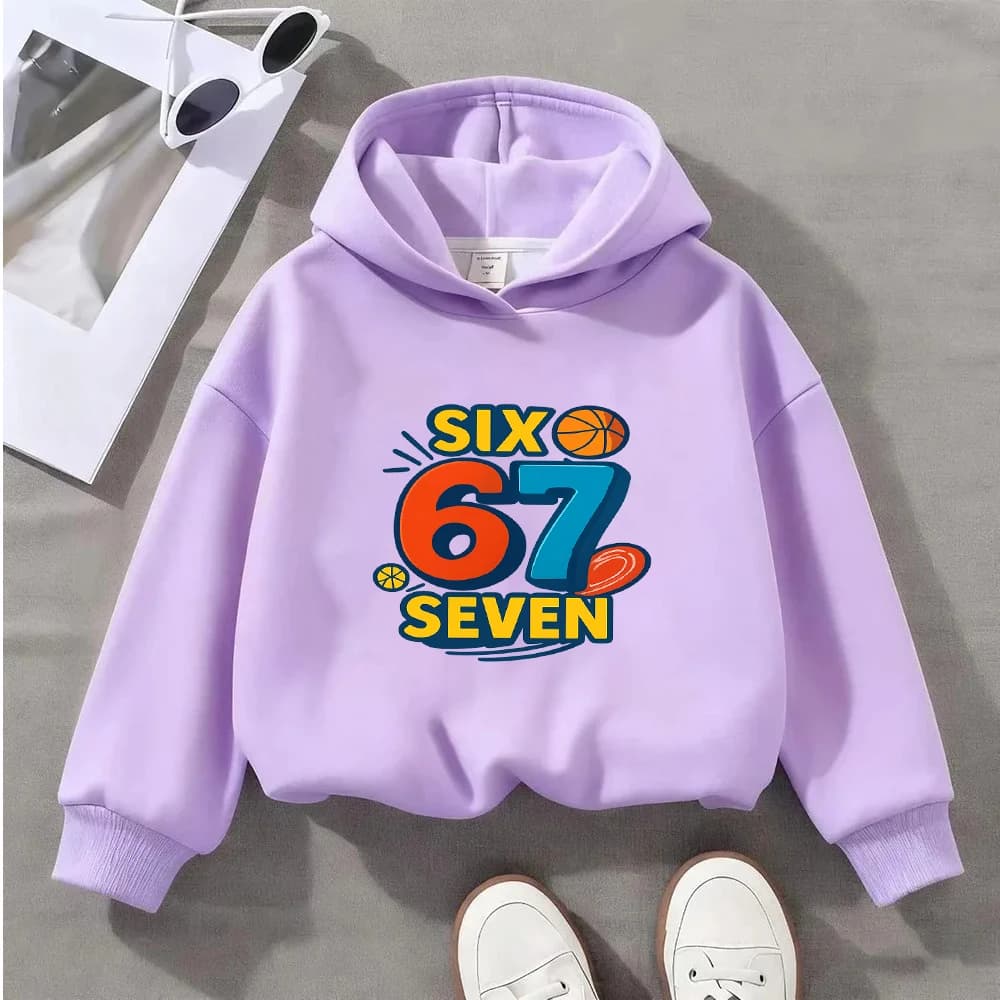 Children's Christmas Basketball Sweatshirt Boys Girls Sweatshirt with Sports Hood number 67 Winter Hot Pullover Casual Kids Fashionable Sports Clothing