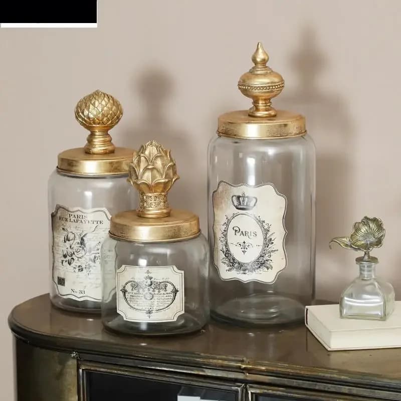 Sealed Storage Jar Lid Food Container Household Tea Tin Lead-free Glass Decoration Accessories