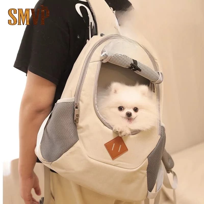 Breathable Pet Carrier Backpack Front Large Opening Interactive Feeding Design Large Capacity Lightweight Outdoor Travel Bag