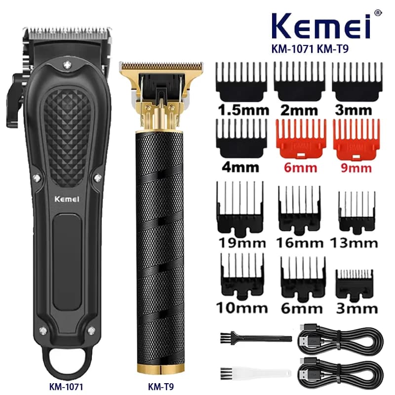 Kemei Professional Haircuts for Men KM-1071 KM-T9, Wireless Haircuts, Electric Rulebarba, Hair Cutting Kit
