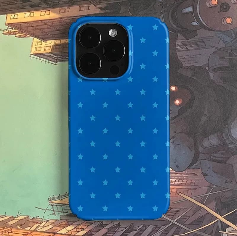 Cover per telefono in acrilico con schermo a stelle blu per iPhone 17 Air, 16E, 15 Pro Max, 14 Plus, 13, 12 Mini, 11 Pro, 16 Plus, XR, XS