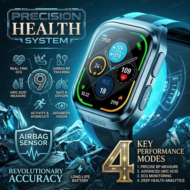 Nuovi Smartwatch 2026 con Diagnosi AI, Misurazione Pressione Sanguigna, ECG, Analisi Acido Urico e Corporea, Chiamate, Braccialetti per la Salute Femminile
