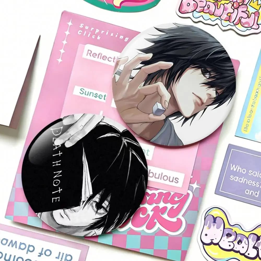 Laser badge L-Lawliet D-Death Notes applicable for backpacks, clothes, hats, decorations, creative accessories