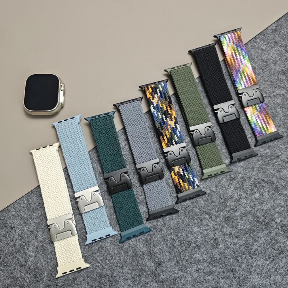 Nylon Strap For Apple Watch Ultra 2 49mm Band 44/40/46/45/41/42/38mm Braided Loop iwatch series 10 9 7 5 6 8 SE Ultra 3 bracelet