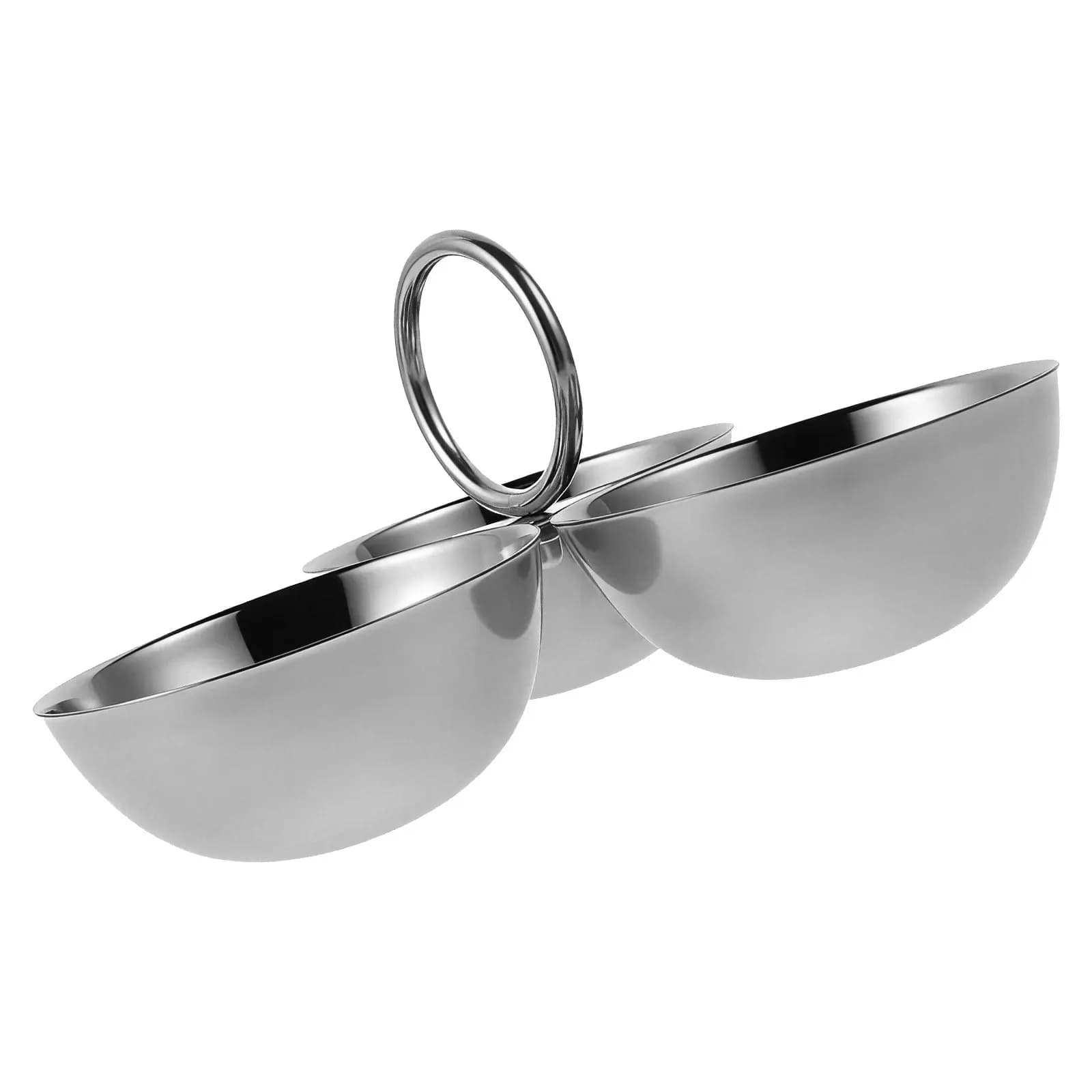 Ciotola per Snack 3-in-1 in Acciaio Inox, Vassoio Diviso per Servire Frutta Secca, Verdure, Snack e Dessert, Riutilizzabile