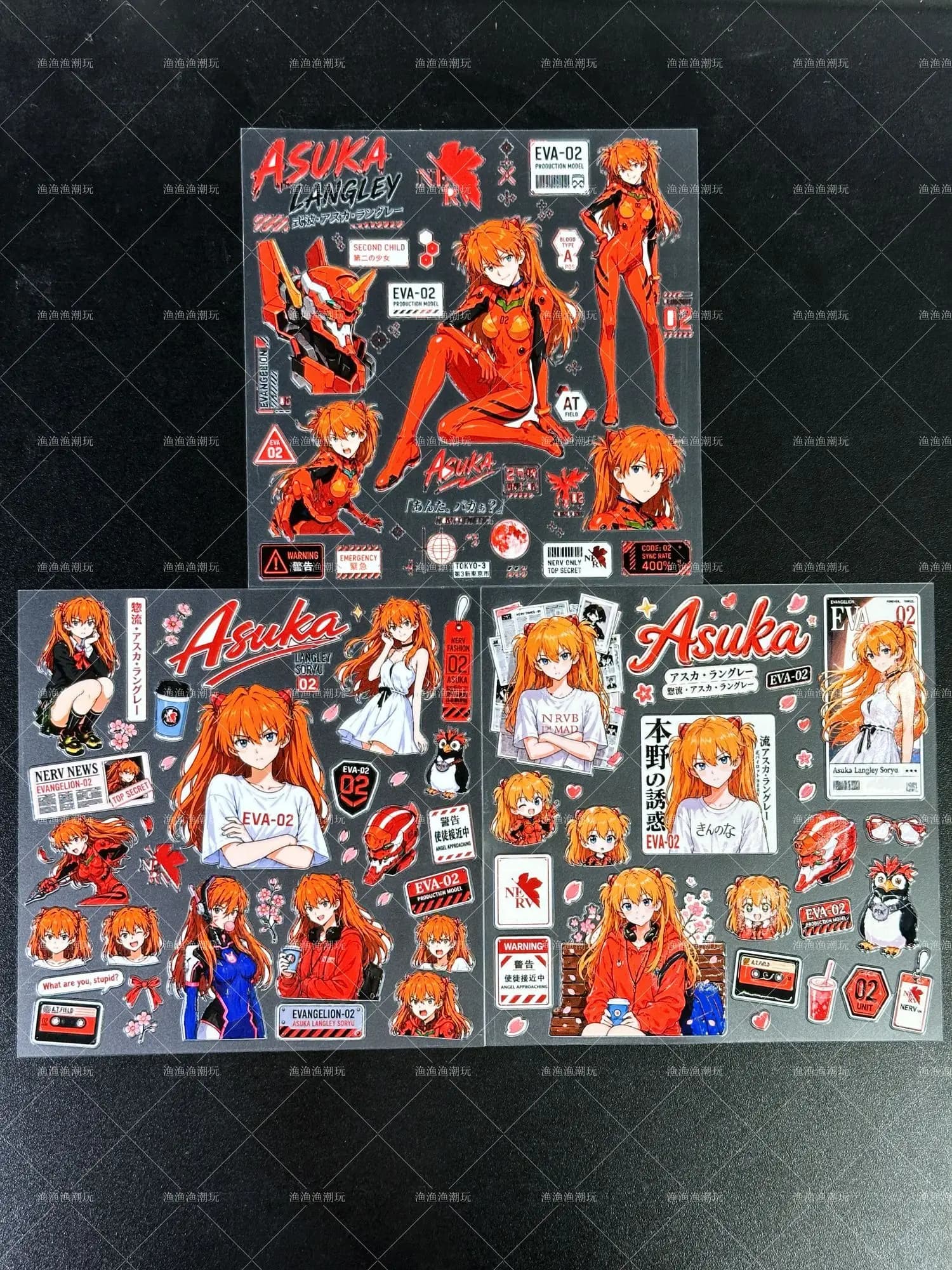 Neon Genesis Evangelion anime peripherals Soryu Asuka Langley 3D embossed DIY mobile phone case notebook water cup sticker