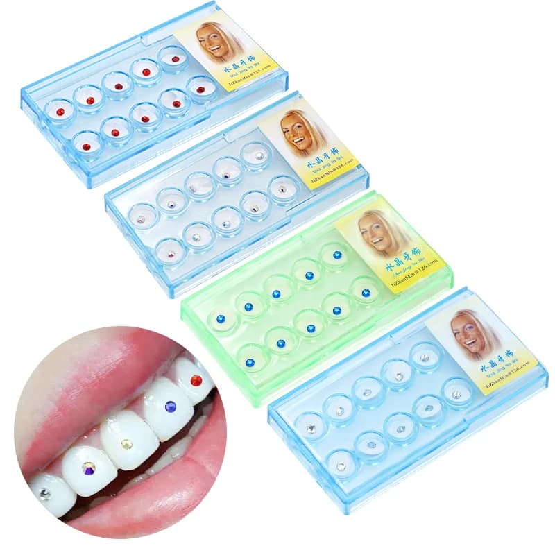 10 pcs Gems Of Acrylic Toothbrush Diamond Material Dentale Jewellery Kit Crystal tooth decoration White tooth whiteners