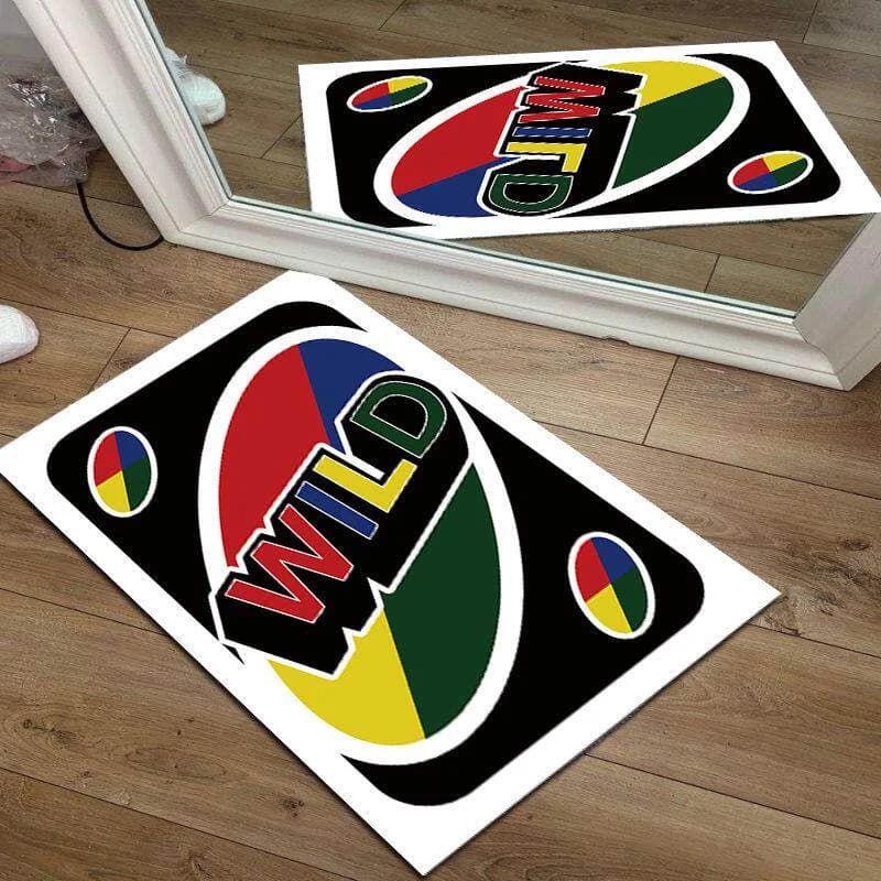 VIKAMA Wild Color Block Letter Doormat Non Slip Easy Clean Retro Hip Hop Style Entryway Bedroom Living Room Anti Slip Floor Rug
