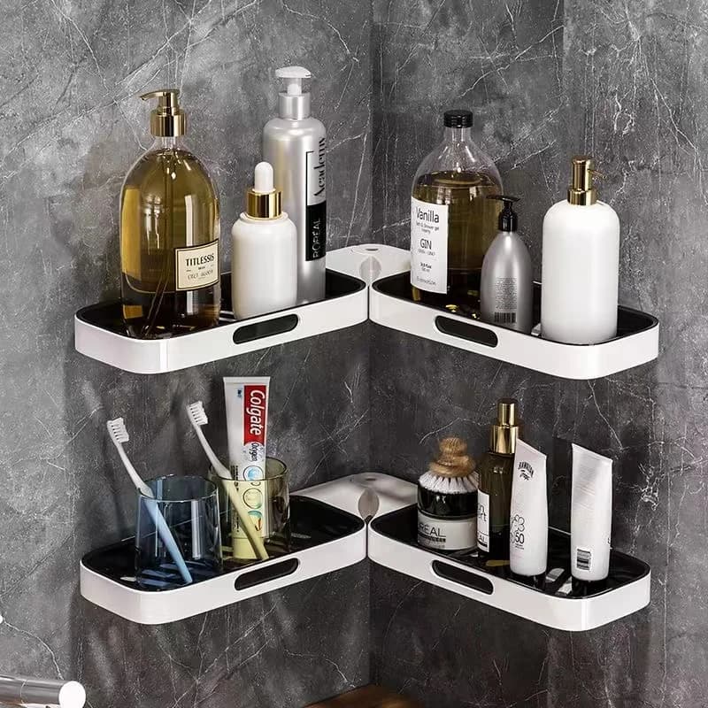 Mensola da bagno senza perforazione mensola girevole a parete doccia angolare per Shampoo organizzatore per il trucco accessori per il bagno