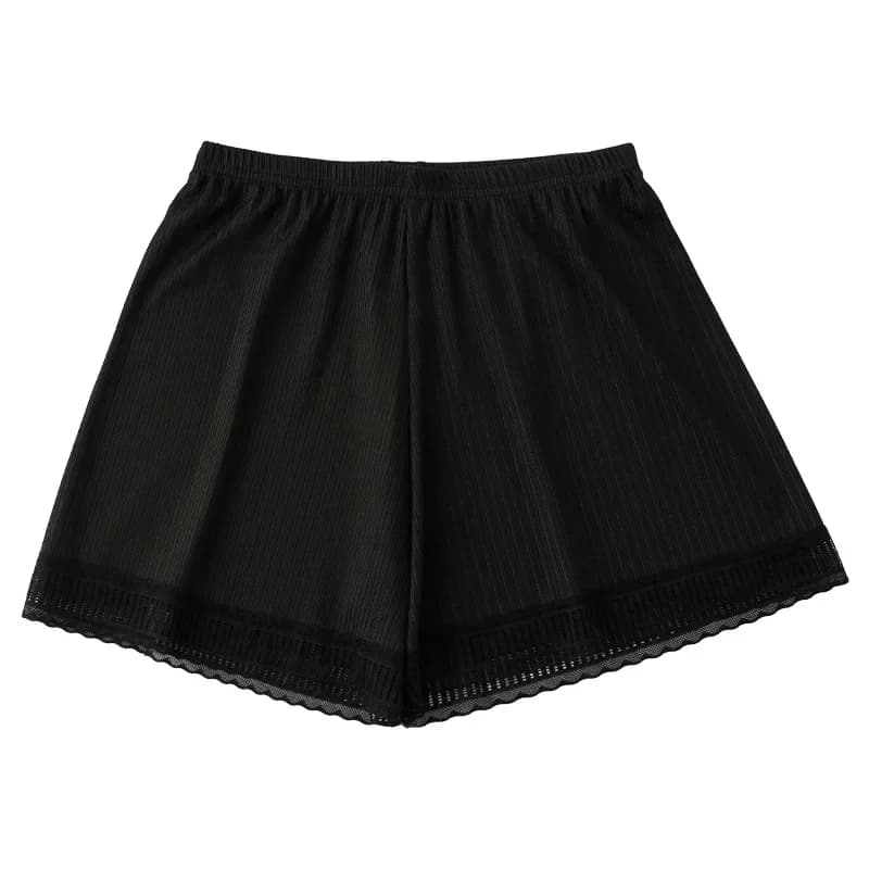 Nuovi pantaloni corti di sicurezza in seta di ghiaccio da donna estivi pantaloni larghi in pizzo anti-luce pantaloncini di grandi dimensioni senza mutande arricciate HomeShorts