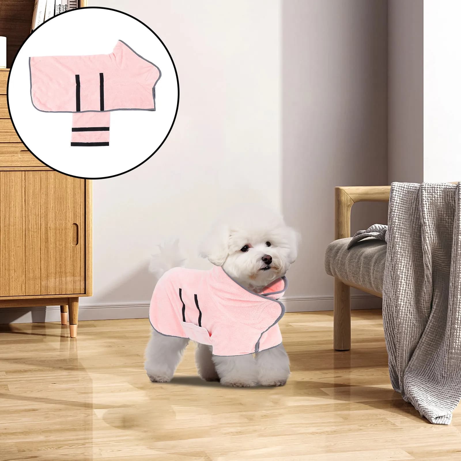 Super Absorbent Bathrobe for Dogs, Fast Drying Towel for Dogs and Cats, Soft Coral Apple, Bathrobe for Toeach and Fast Drying, Home Animal Absorbent