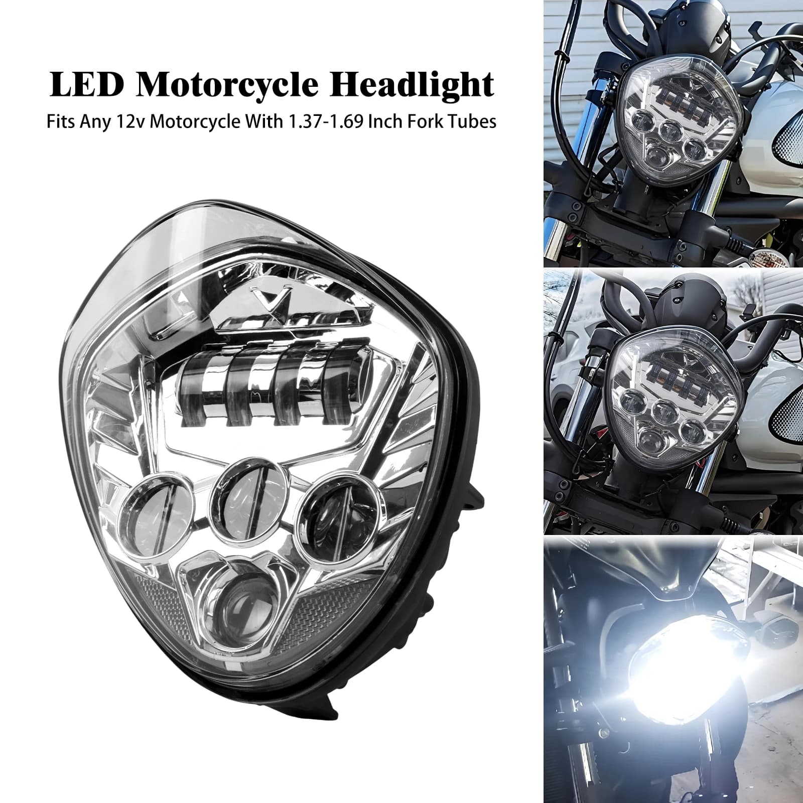Motorcycle Headlight Front LED Light High Low Beam Lamp Universal Headlamp For Harley Touring Dyna Softail Sportster For Yamaha