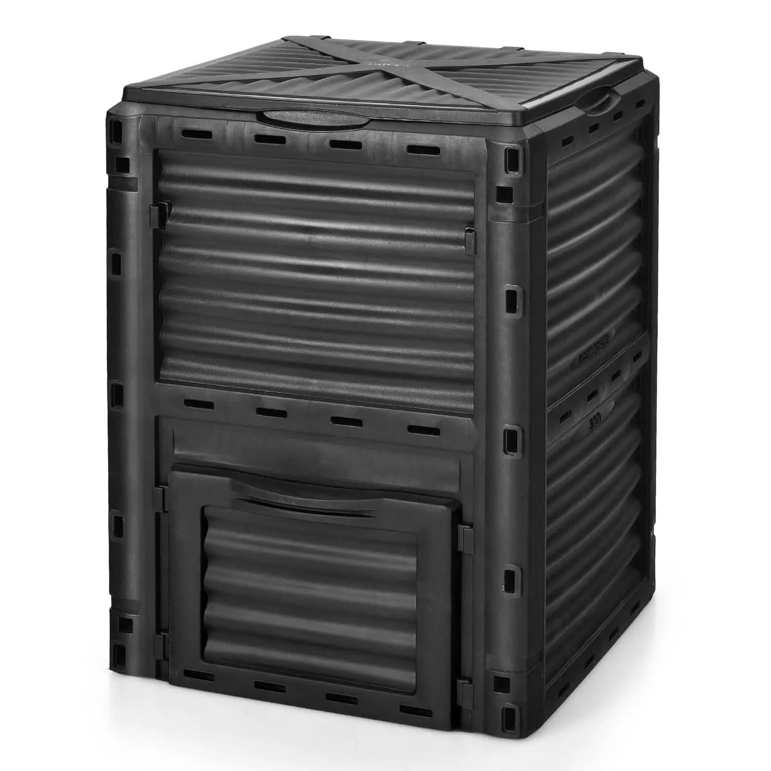 Compost Bin, 80 Gallon (300 L) Large Outdoor Composting Box w/Top Flip Latch-on Lid, Bottom Exit Door, BPA Free, Customized