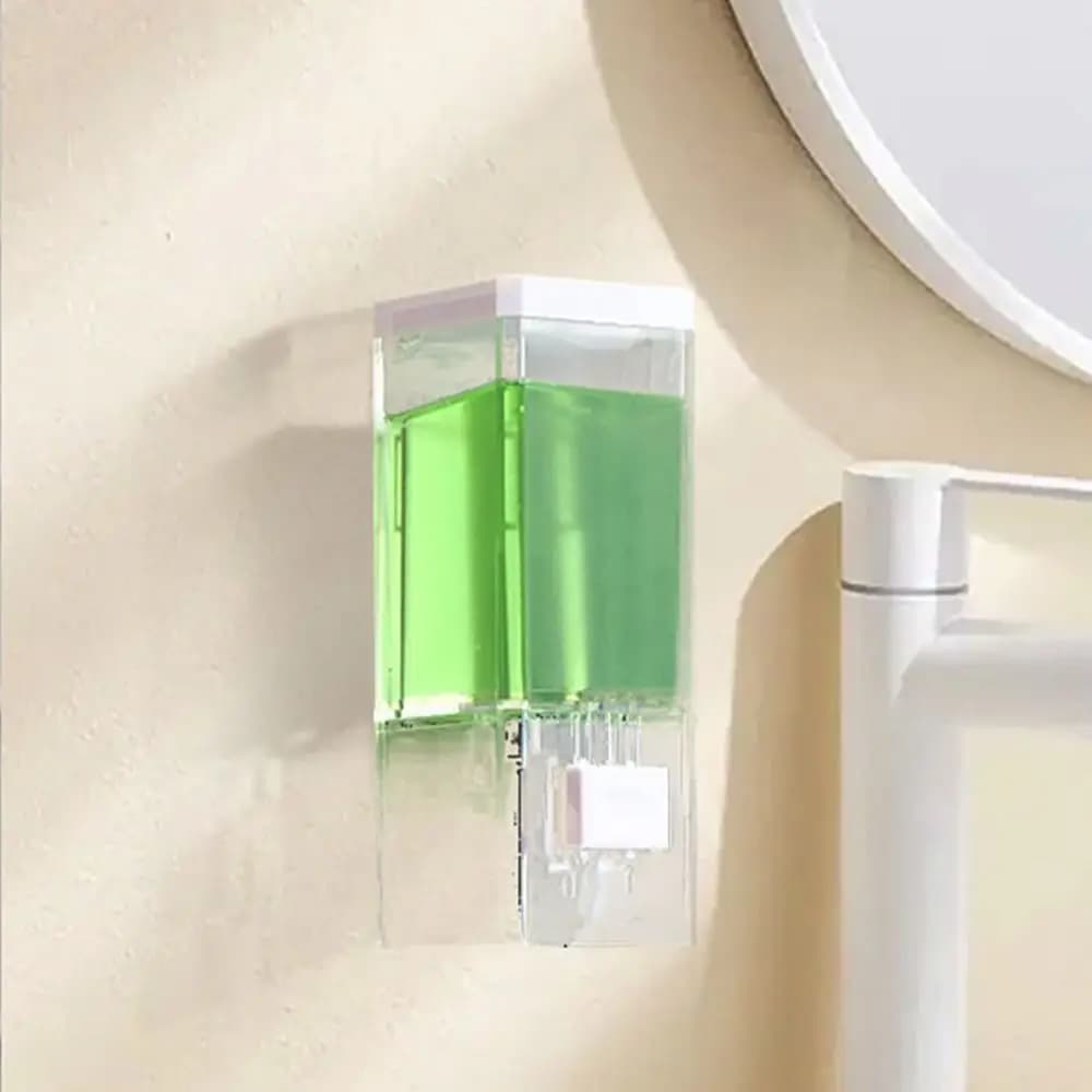 Dispenser di sapone a pressione manuale senza punzonatura da bagno Dispenser di sapone trasparente per bottiglie di disinfettante in pasta senza tracce da appendere alla parete