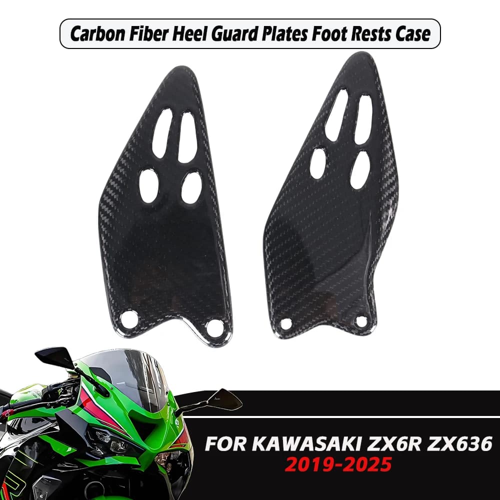 Moto 100% In Fibra di Carbonio Tallone Guard Piatti Poggiapiedi Caso Per Kawasaki 2019-2025 ZX-6R ZX6R 636 Accessori