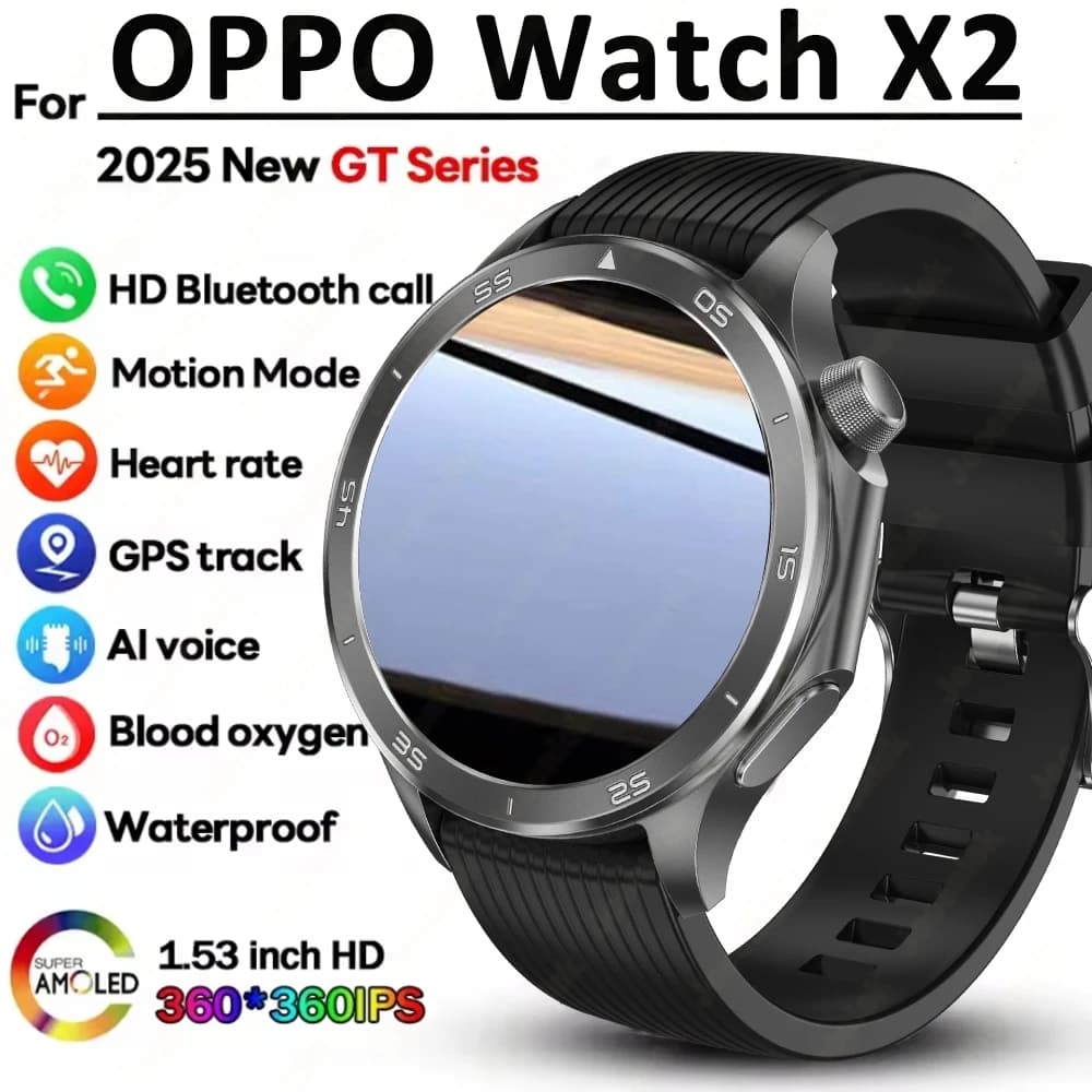 OPPO X2 Smart Watch GPS da uomo Sport IP68 Bussola impermeabile Monitoraggio multiplo della salute Chiamata Bluetooth Smartwatch Android IOS
