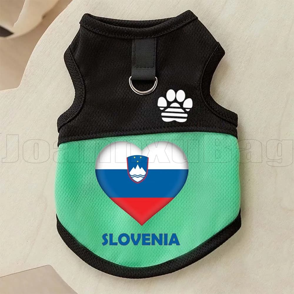 Pettorina per Animali Domestici con Bandiera a Cuore della Slovenia, con Anello a D per Guinzaglio, Gilet Traspirante in Rete per Cani e Gatti, Ideale per Esterni