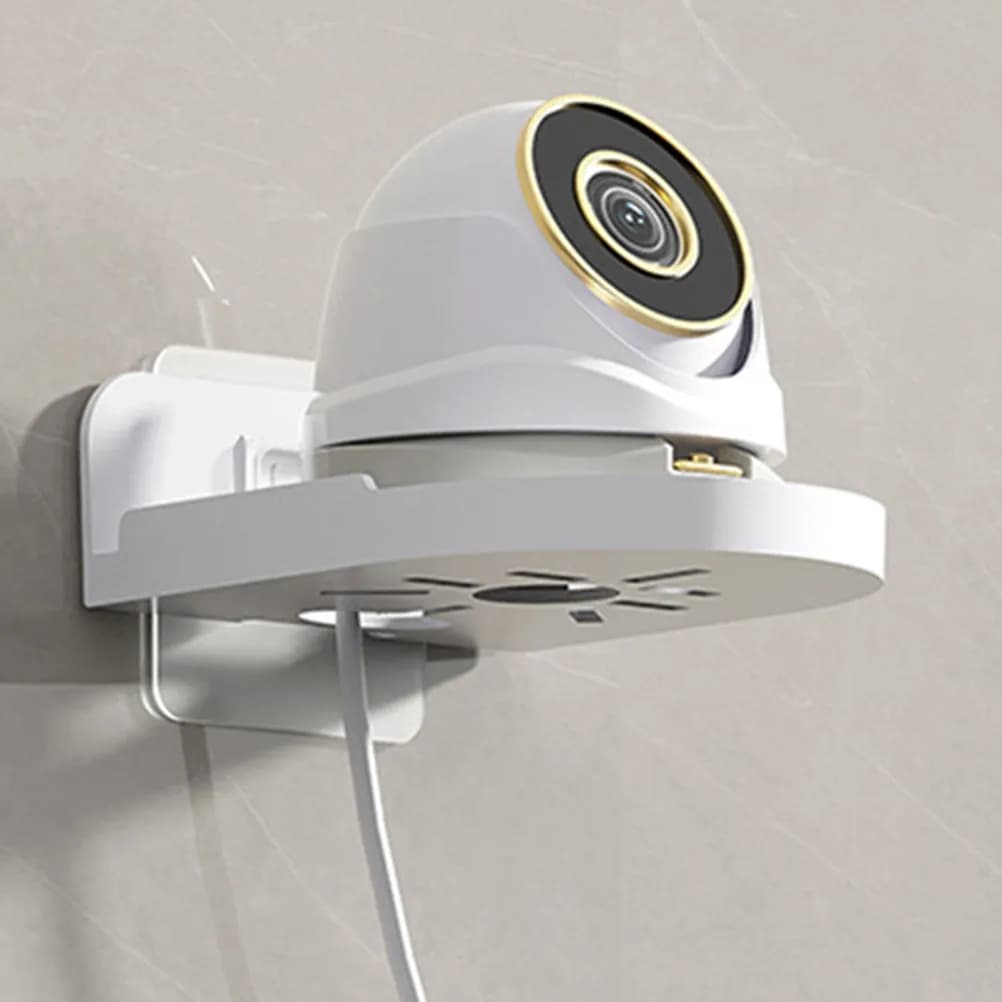 2Pcs Wall Mount Storage Rack Small Floating Shelf Adhesive White No Drill Holder for Security Camera Baby Monitor Speaker Stand