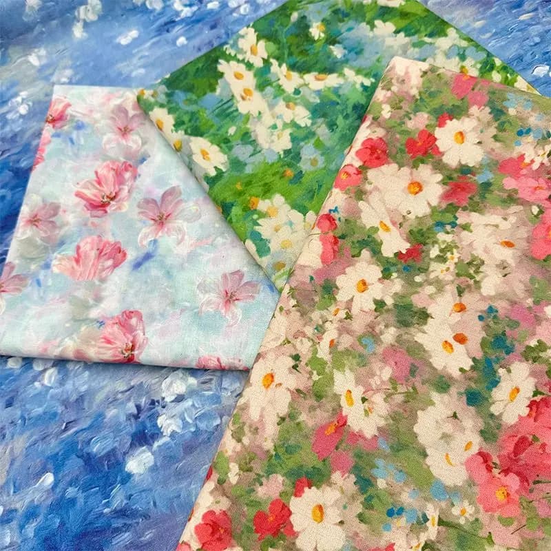 Oil Painting Print Tightly Woven Cotton Linen Fabric, For Tablecloth Curtain Sofa Cover Diy Sewing Home Decor