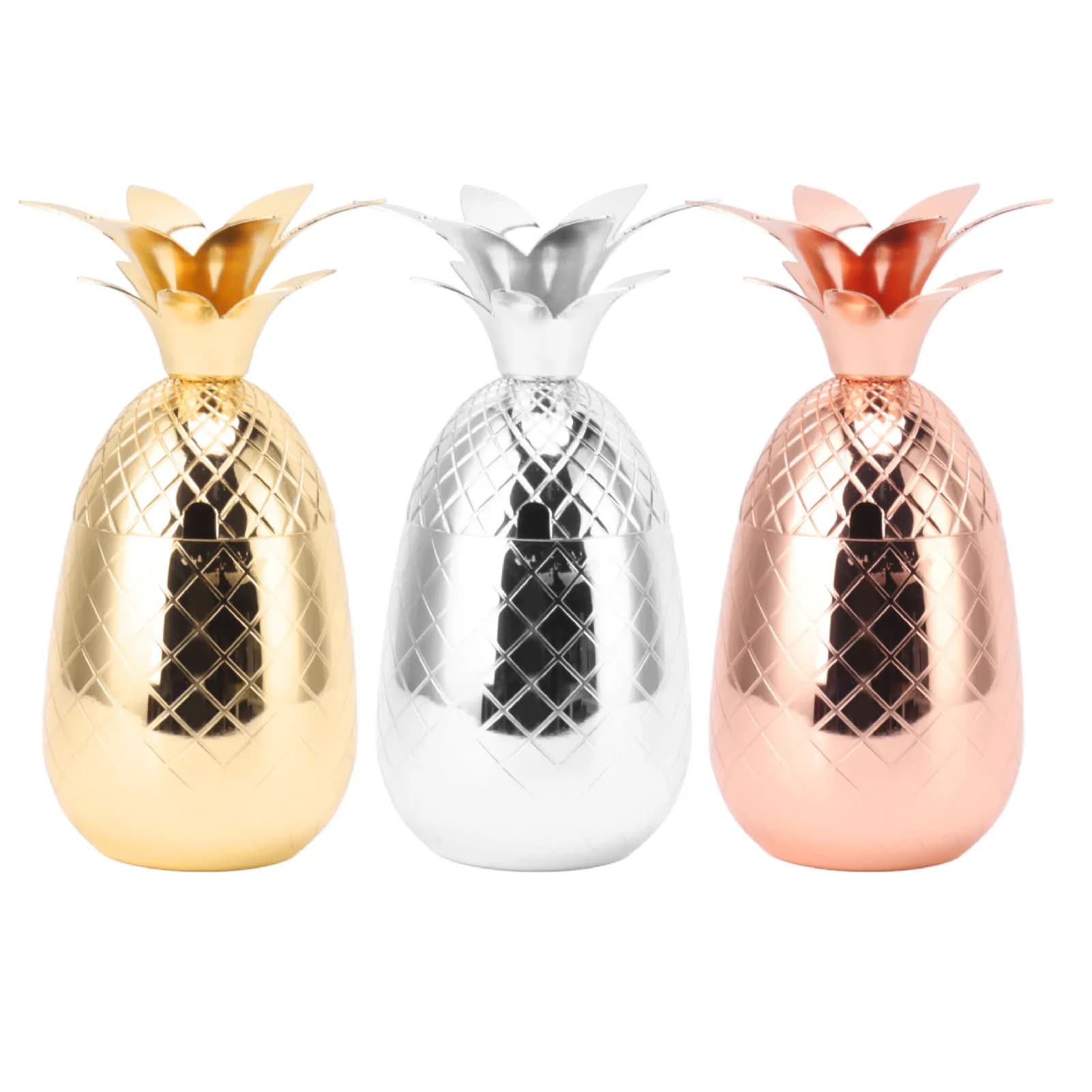 Shaker per cocktail Shaker per bere da 500 ml con superficie liscia lucida in acciaio inossidabile a forma di ananas per bar domestico