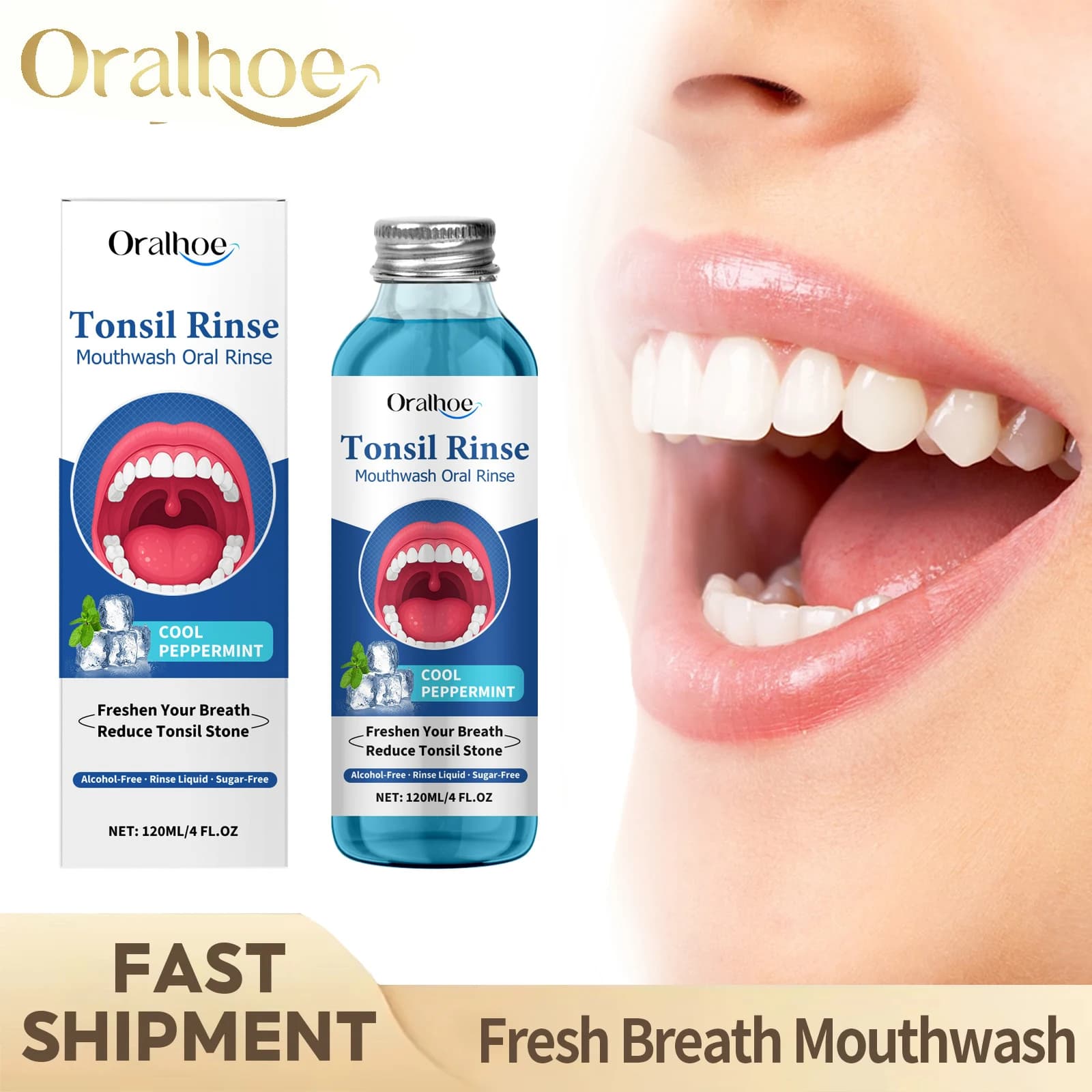 Fresh oral mouthwash Remove the smell of the mouth Reduces the stone of oscillation Fresh duration No alcohol Oral hygiene Cleansing peppermint