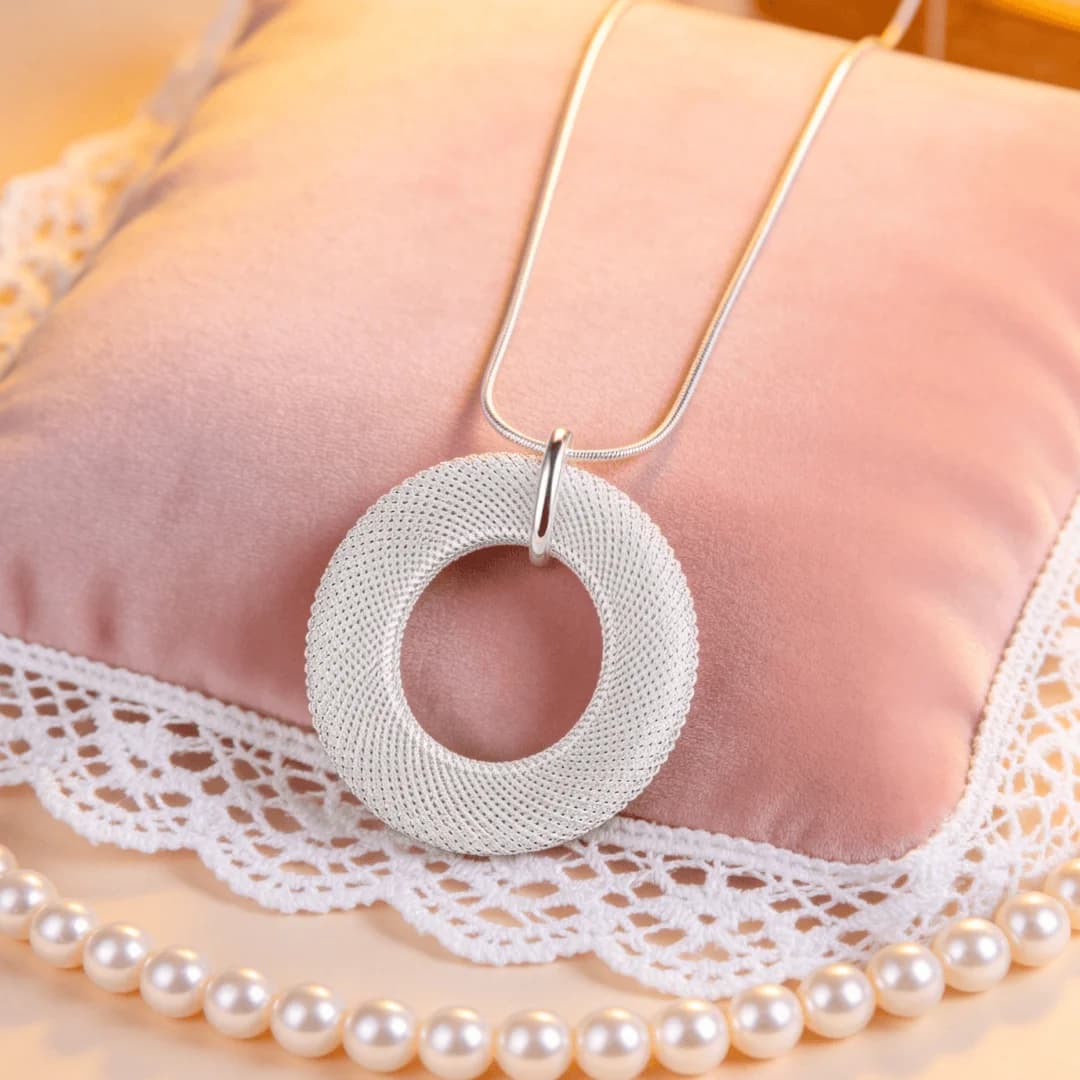 Collana con ciondolo rotondo in argento sterling 925 di lusso, design elegante, per donna, versatile, gioiello alla moda, catena a serpente, per matrimonio