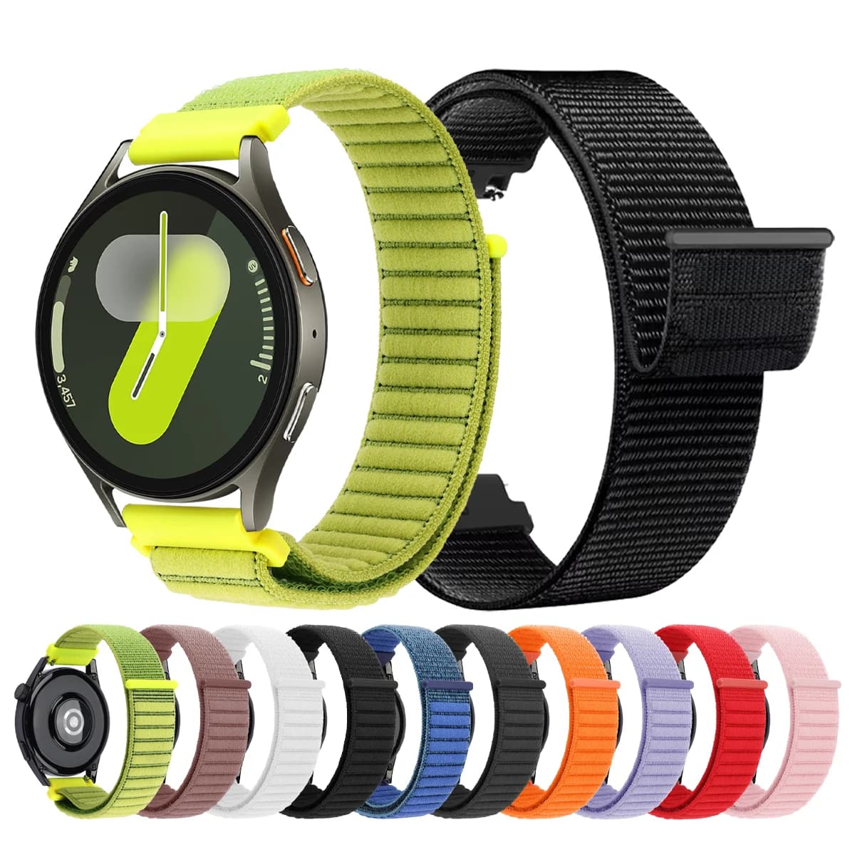 Cinturino per orologio con anello in nylon 22mm 20mm per Samsung Galaxy Watch 7/FE/6/5/4 40mm 44mm Band 6 4 Classic/Gear S3 S2 Sostituisci la cintura del braccialetto