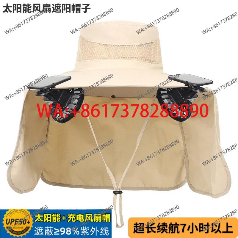 Cappello con Ventilatore Solare, Clip Rimovibile, Ampio Bordo e Protezione per il Collo