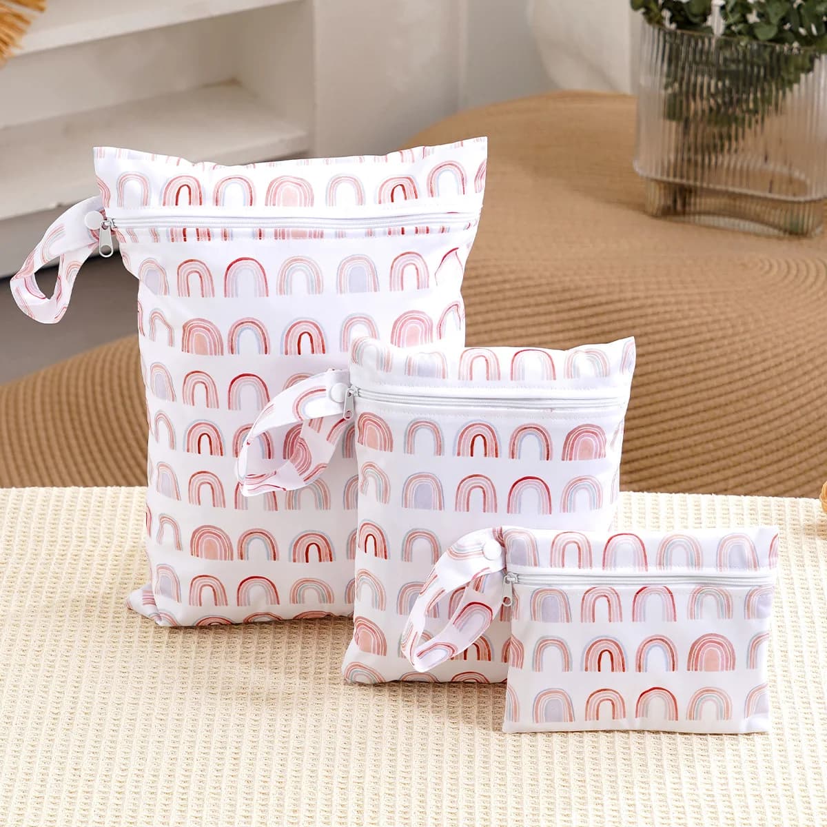 HappyFlute 3 pezzi set stampa pannolino riutilizzabile borsa bagnata tasca con cerniera borsa da viaggio multi-cenario dimensioni piccole medie grandi