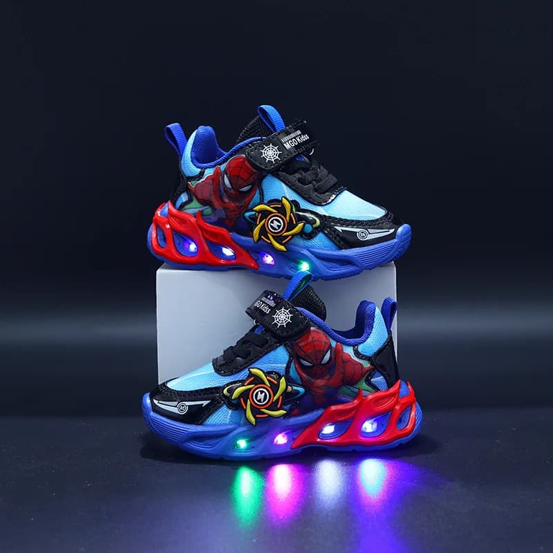 Men's Casual Shoes Sneakers with LED Lights Cartoon Mesh Fashion Autumn Running Shoes for Kids Breathable Red Blue Size 21-30