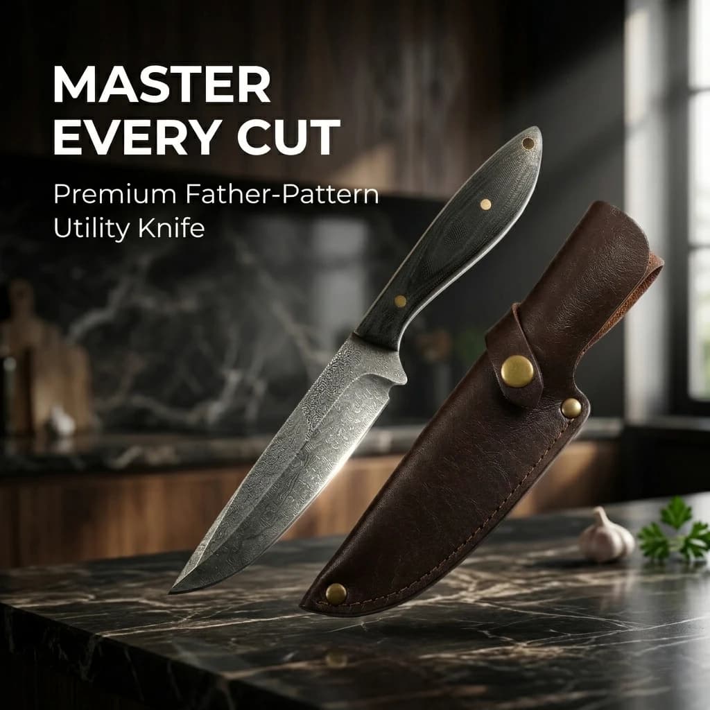 Nuovo Coltello da Cucina Multiuso e Confezione Regalo - Coltello Utilitario a Lama Fissa in Acciaio Inossidabile ad Alta Resistenza per Preparazione e Cucina Domestica