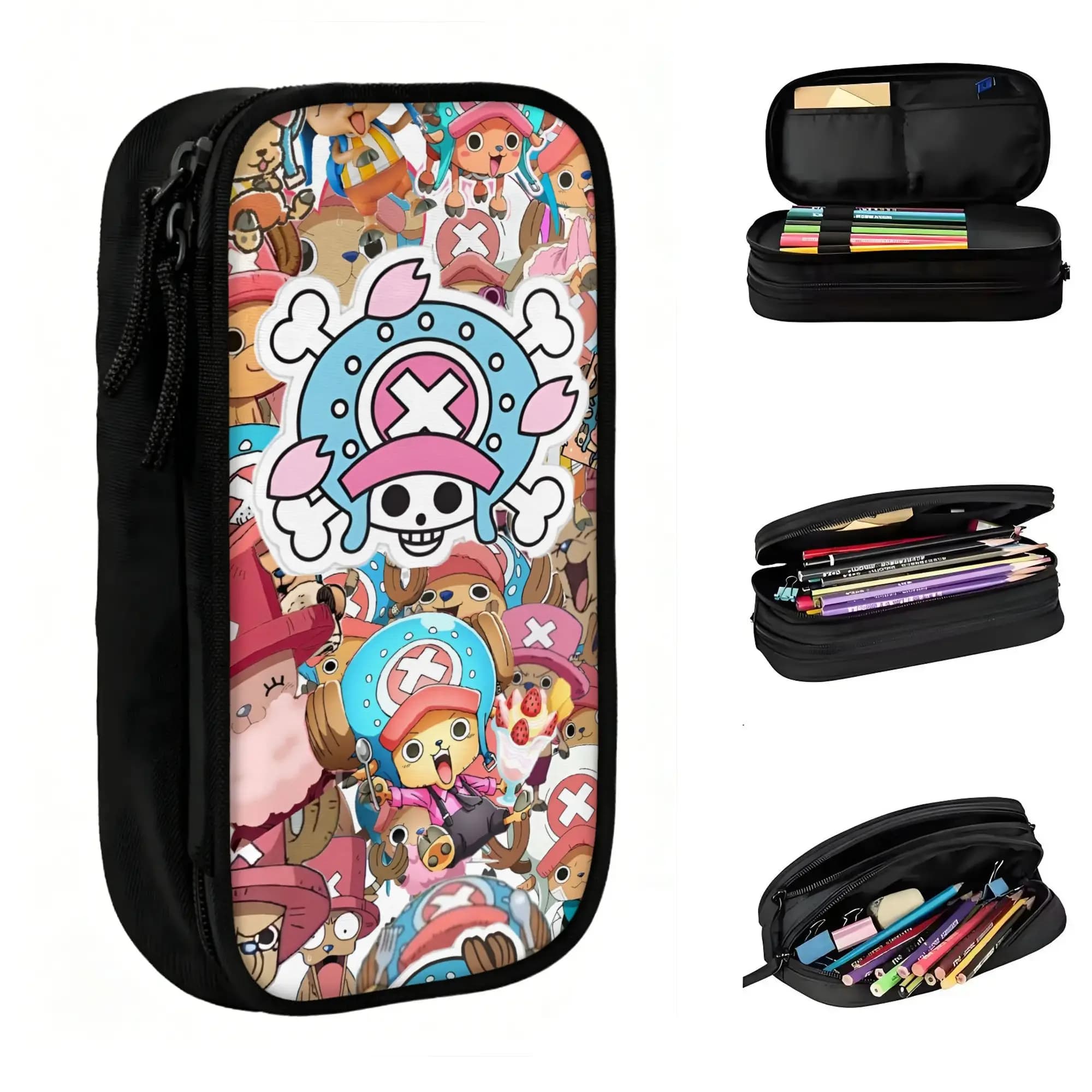 Custom Kawaii Chopper Janpan Anime Pencil Case for Boys Girls Big Capacity Hot Pencil Box Stationery