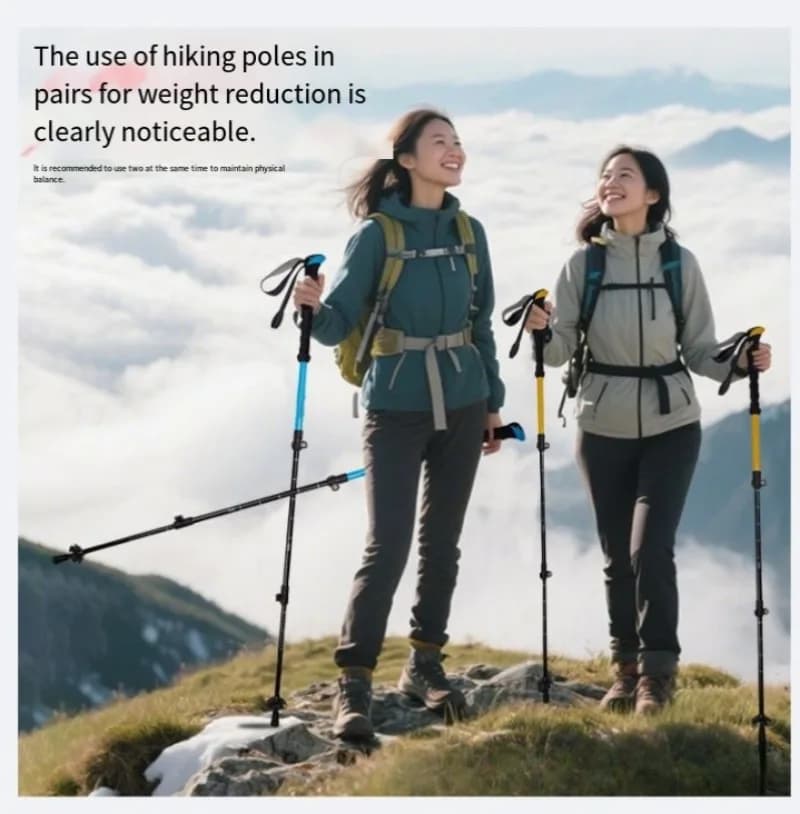 Aluminum Trekking Pole, 3-Segment External Lock, Ultra Light for Women Children Hiking