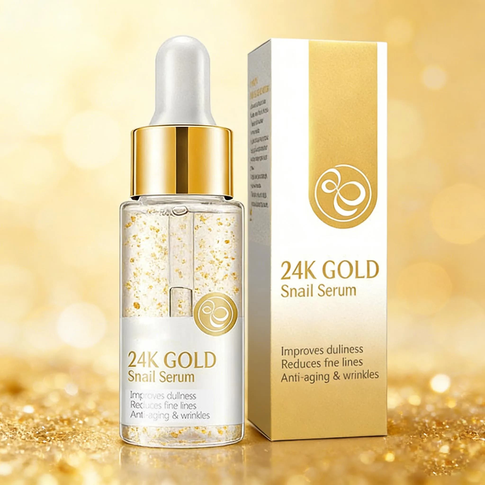 Serum Viso Oro 24K Antioxidant Hydrating Facial Essence Skin Conditioner with Light and Lighting Lumaca Collagen