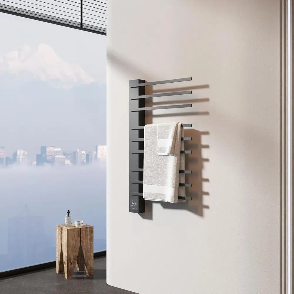 Scaldasalviette elettrico WarmRackCo, in acciaio inox 304, 99,9 x 59,9 x 8 cm, da parete, a 9 barre, con Smart T