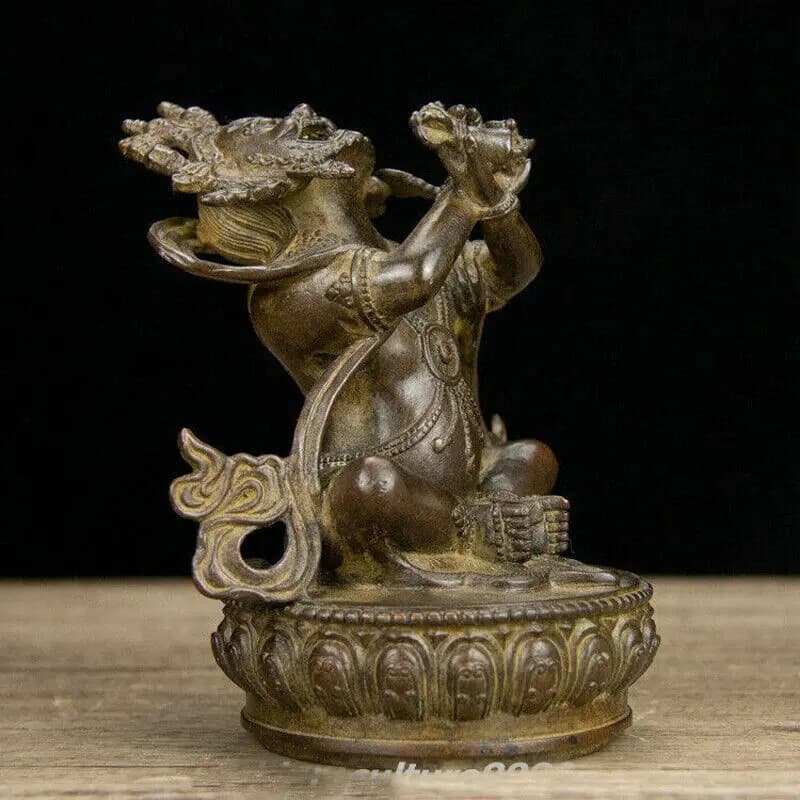 Antique Pure Bronze Vajra Mahakala Wrathful Deity Buddha Incense Burner Censer