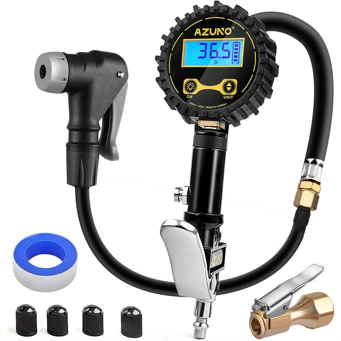 Gonfiatore per pneumatici da bici con manometro, adattatore universale per valvole Presta e Schrader per compressore d'aria - Facile e preciso