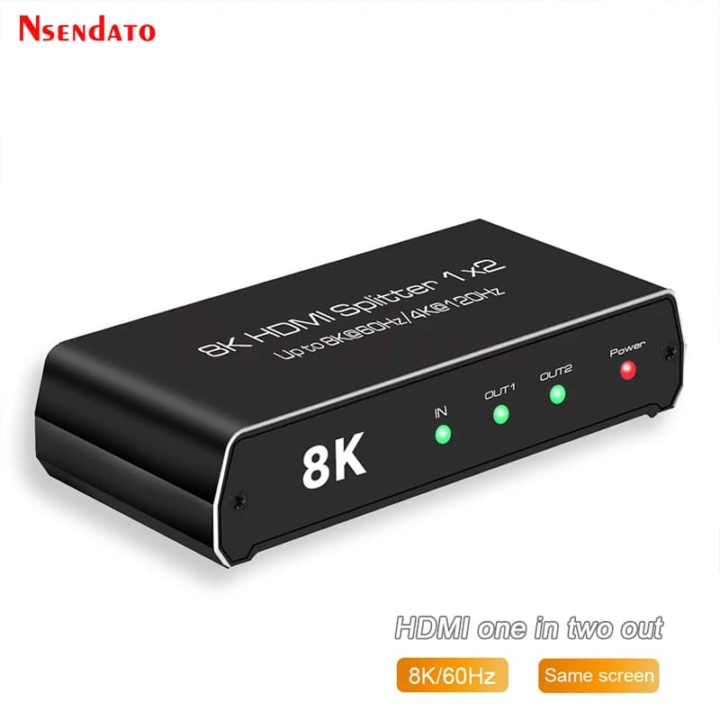 Splitter HDMI 8K 60Hz HDR, Switch HDMI 4K 120Hz HDR 1x2, Adattatore Splitter/Switch HDMI 2.1 da 1 Ingresso a 2 Uscite HDR per PS5/4 HDTV