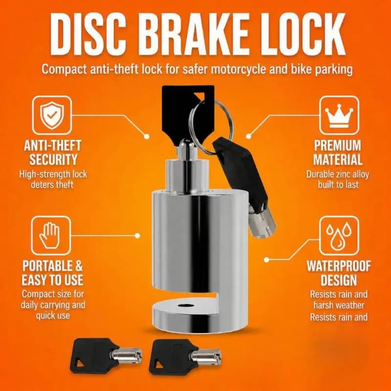 Universal Motorcycle Disc Brake Lock Anti Theft Motorbike Security Anti-theft Wheel Bicycle Scooter Portable Lock Disk Lock