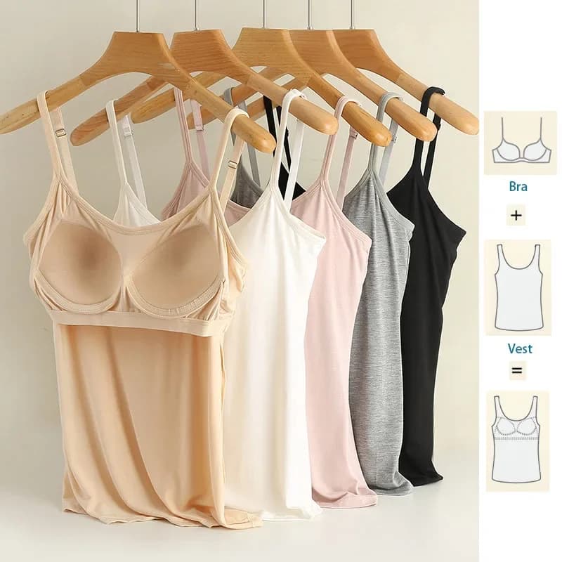 M-3XL Per 35-85 kg Modale Plus Size Canotta Canotta con coppa fissa Petto da donna imbottito Abbigliamento esterno che tocca il fondo Biancheria intima senza usura