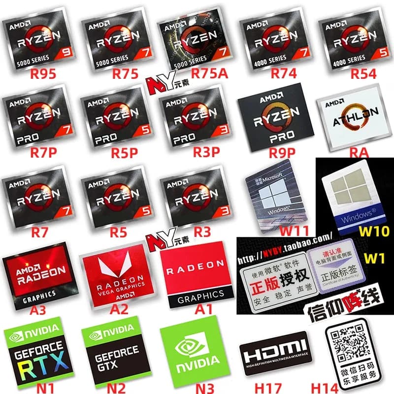 AMD Ryzen Special Adhesive Label for Laptop PC Tablet Tablet Computer Digital Camera Digital Camera Decoration DIY Custom