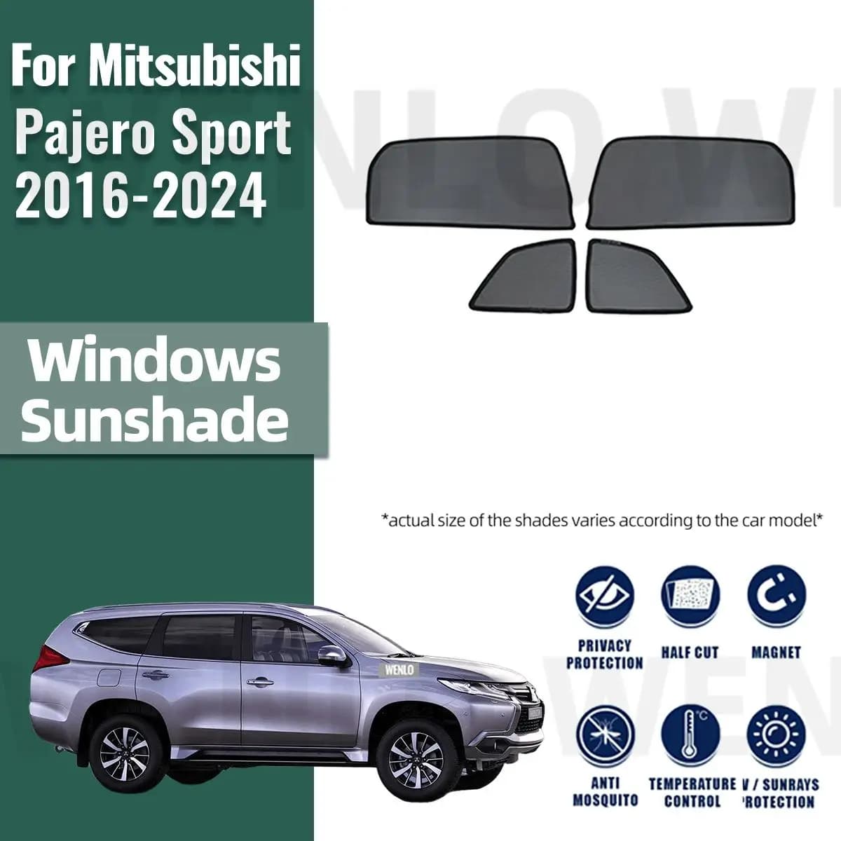 Per Mitsubishi Pajero Sport 2016-2023 2024 Magnetico Auto Parasole Parabrezza Anteriore Telaio Tenda Lunotto Laterale Posteriore Tenda Da Sole Visiera