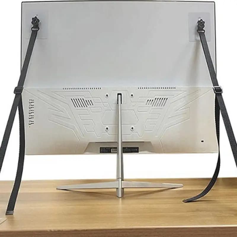 Cinghie di sicurezza per TV regolabili da 2 pezzi, ancoraggi per mobili anti-ribaltamento adesivi senza trapano per la impermeabilizzazione del bambino, schermi piatti fissati al muro